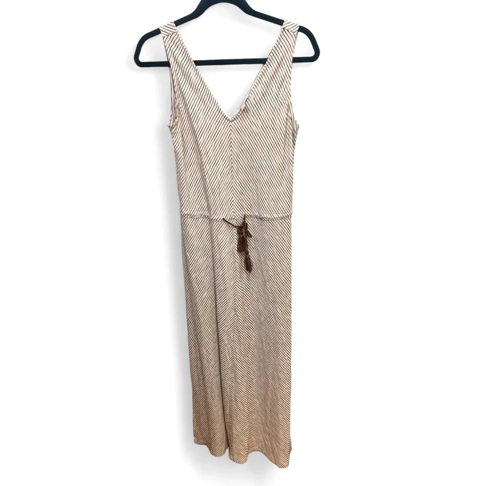 Vintage Esprit tank top maxi dress with multicolored stripes & tie waist size M